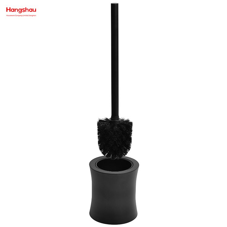 Bathroom Toilet Standing Metal Black Powder Coated Iron Toilet Brush with Holder Plastic Brush Cleaning Set