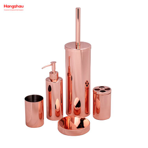 Polishing Electroplating Rose Golden Bathroom Accessories Luxury Set Luxury Family Soap Dispenser Toothbrush Holder Tumbler Soap Dish Toiletbrush Holder Ceramic 