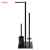 Black Powder Coated Standing Metal Toilet Brush Holder Metal Free Standing Toilet Brush And Paper Holder 
