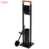 Powder Coated Standing Bamboo&Metal Toilet Brush Holder Lacquer Spraying Metal Free Standing Stainless Steel Toilet Brush And Paper Holder