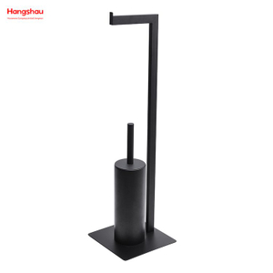 Black Metal Free Standing Toilet Brush And Paper Holder Powder Coated Standing Metal Toilet Brush Holder 
