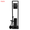 Black Powder Coated Standing Metal Toilet Brush Holder Lacquer Spraying Metal Free Standing Stainless Steel Toilet Brush And Paper Holder