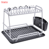 Dish Rack over Sink Organizer Double Deck Metal Drying Dish Tray Rack Stand Dish Rack Kitchen Utensils Storage Aluminum Alloy 