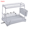Organizer Double Deck Metal Drying Dish Tray Rack Stand Dish Rack Kitchen Utensils Storage Aluminum Alloy 