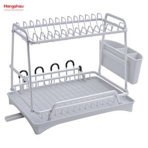 Organizer Double Deck Metal Drying Dish Tray Rack Stand Dish Rack Kitchen Utensils Storage Aluminum Alloy 