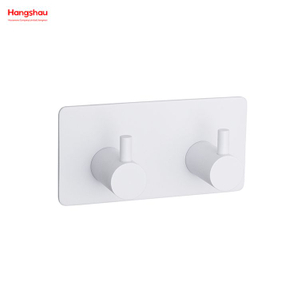 Bathroom Metal Hooks for Wall Two Hooks Stainless Steel Sticky Hook Adhesive Wall Hanging Hook with Dual Adhesive Tape 