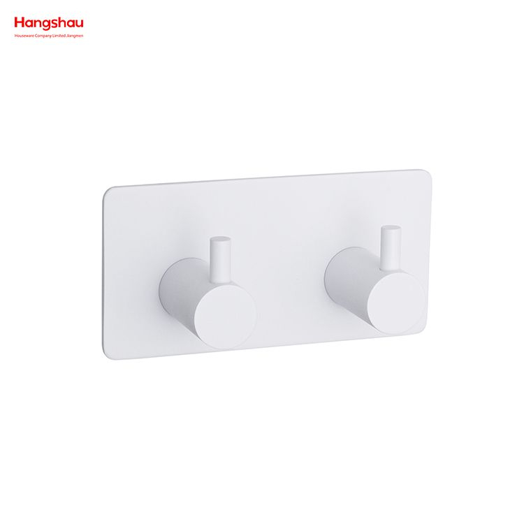 Bathroom Metal Hooks for Wall Two Hooks Stainless Steel Sticky Hook Adhesive Wall Hanging Hook with Dual Adhesive Tape 