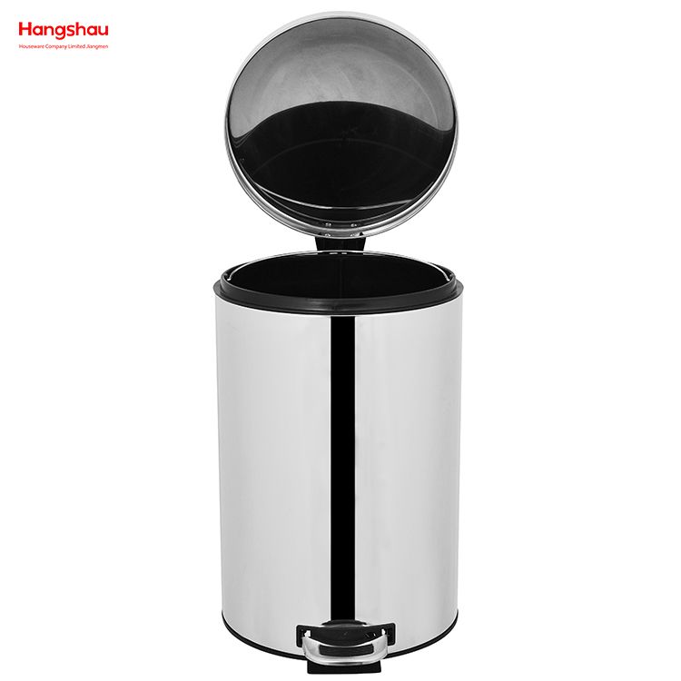  20L Round Shape Mirror Polishing Trash Bin Stainless Steel Polish Trash Can With Foot Pedal Household Kitchen Bathroom 