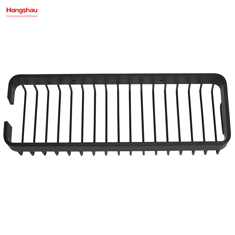 Black Rectangular Shape Aluminium Bathroom Corner Rack With Metal Shower Caddy Bath Storage Rack Wall Shelf Wall Mounted Bracket
