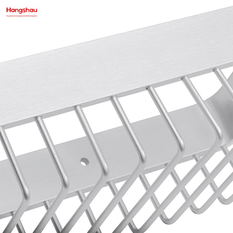 Aluminium Bathroom Corner Rack With Metal Rectangular Shape Shower Caddy Bath Storage Rack Wall Shelf Wall Mounted Bracket