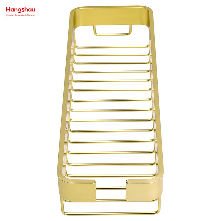 Gold Rectangular Shape Aluminium Bathroom Corner Rack With Metal Shower Caddy Bath Storage Rack Wall Shelf Wall Mounted Bracket
