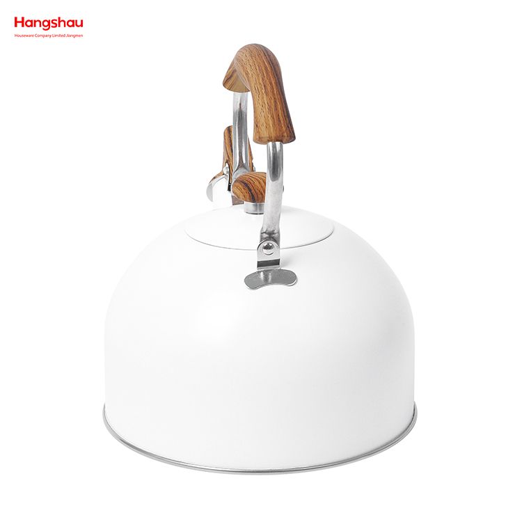 Off-white Tea Kettle Whistling Kettle For Home Hot Water Tea Pot Simulation Wooden Handle Painting Stainless Steel Water Kettle