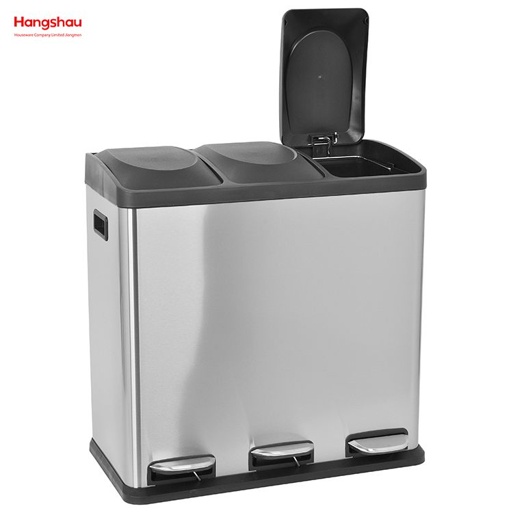 60L Stainless Steel Kitchen Garbage Classification Waste Cafeteria Sorting Garbage Bins Sealing And Odor Prevention Environment protection Classification Recycle Bin