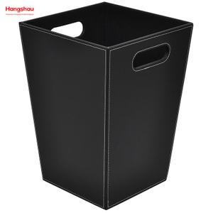 16L Square Open Top Trash Bin with Leather Layer