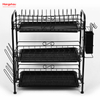 Iron Three-Tier Dish Rack Sink-Top Dish Rack Storage Cabinet Standing Dish Rack Kitchenware Storage
