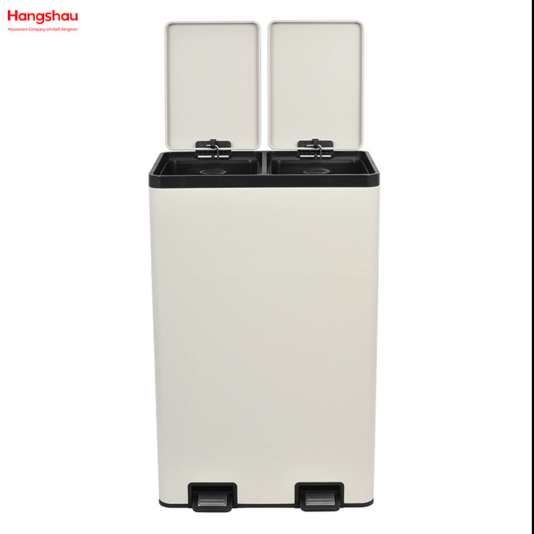 Kitchen Garbage Bin Recycle Two Compartment Waste Pedal Bin 60l(30L+30L) Rectangular Recycle Bin