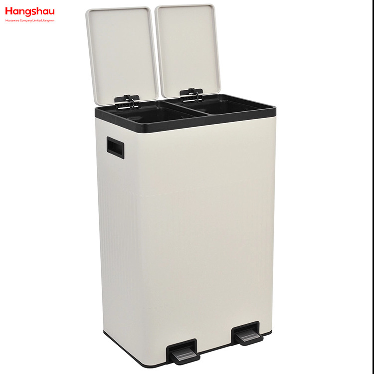 Kitchen Garbage Bin Recycle Two Compartment Waste Pedal Bin 60l(30L+30L) Rectangular Recycle Bin