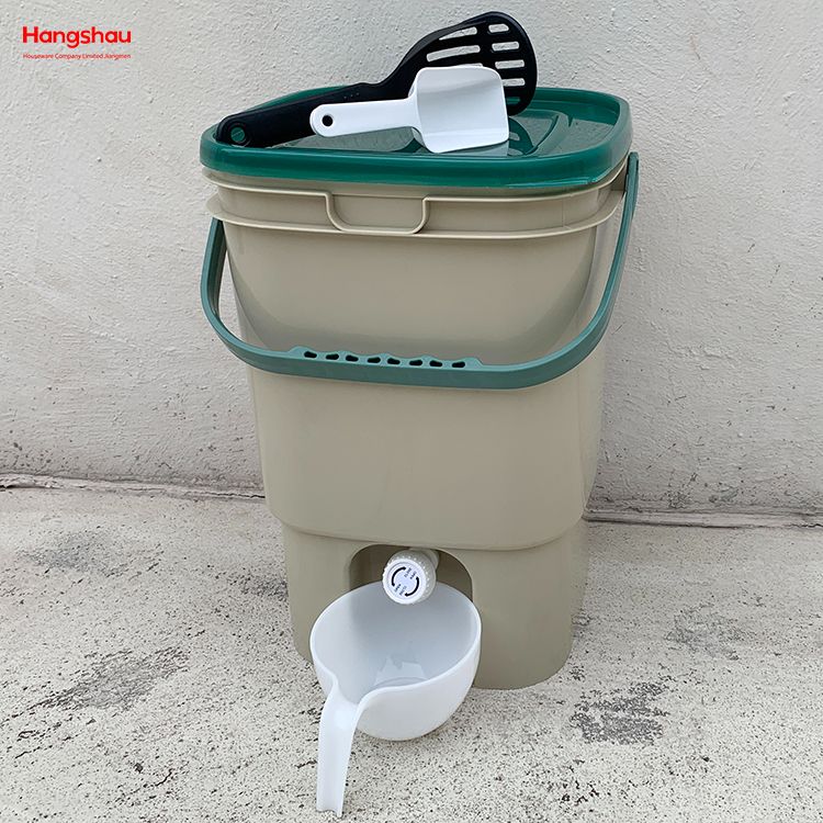 Biodegradable Compost Bins Household 15L Compost Bucket Bokashi Plastic Kitchen Compost Bin With Strainer