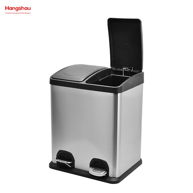 30L Cafeteria Sorting Garbage Bins Kitchen Garbage Classification Waste Outdoor Stainless Steel Environment protection Classification Trash Can