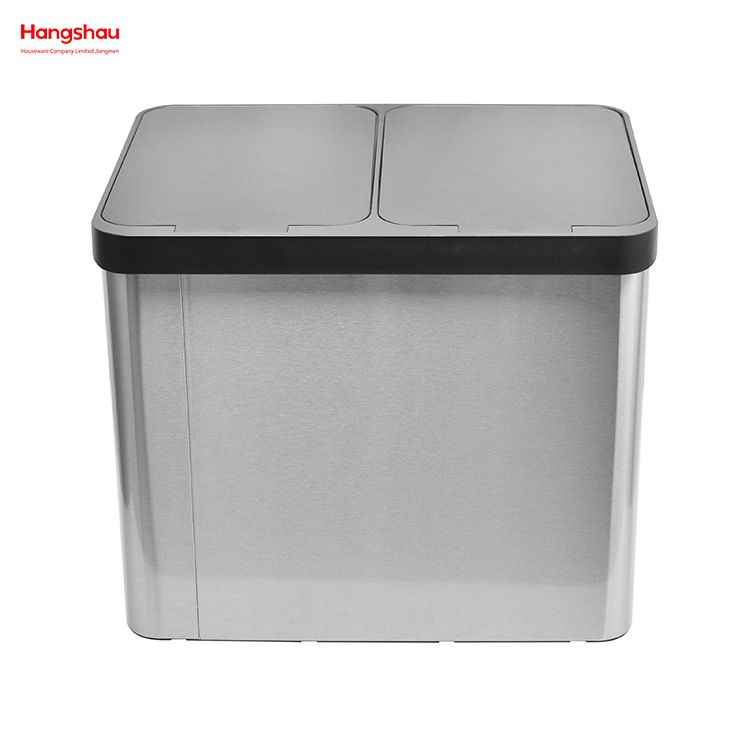 30L Outdoor Stainless Steel Environment protection Classification Trash Can Kitchen Garbage Classification Waste Cafeteria Sorting Garbage Bins 