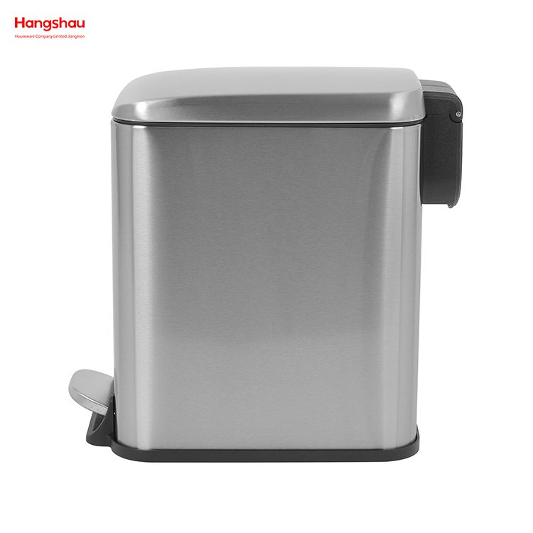 5L Kitchen Trash Can Combo Set With Soft-closing Lid Large Office Waste Bin Stainless Steel Foot Pedal Trash Can