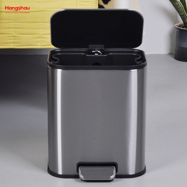 Large Capacity 5l Hotel Dual Garbage Can Stainless Steel Dustbin Custom Printed Metal Foot Pedal Trash Can