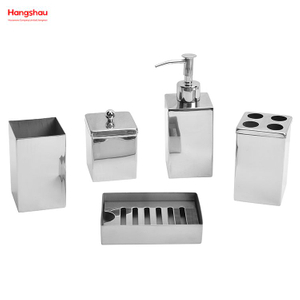 Polish Bathroom Accessories Luxury Set Stainless Steel Complete Bathroom Lotion Bottle Dispenser Foam Pump Soap Bottle Mirror Polishing