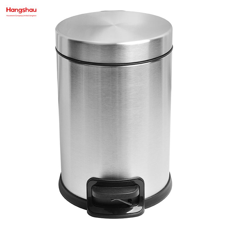 Household Bathroom Stainless Steel 3L Pedal Trash Bin With Cover Closing Slowly And Mutely Round Trash Bin Waste Bin Dustbin