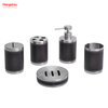 Bathroom Accessories Luxury Artificial Leather Decorate Set Stainless Steel Complete Bathroom Lotion Bottle Dispenser Foam Pump Soap Bottle Synthetic Leather 