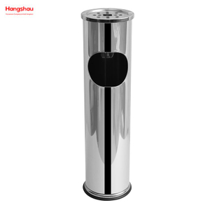 8L Smoking Area Trash Can Stainless Steel Polish Small Round Ashtray Dustbin Metal With An Ashtray In The Hotel LobbyTrash Can Ashtrays in Public Places Waste Bins 