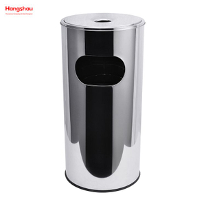 30L Polish Smoking Area Trash Can Round Ashtray Dustbin Metal With An Ashtray In The Hotel Lobby Trash Can Stainless Steel Ashtrays in Public Places Waste Bins Mirror Finishing 