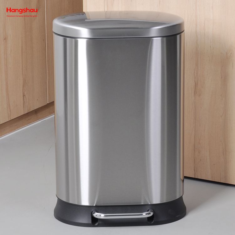 Modern Houseware 410 Stainless Steel 30l Pedal Trash Bin With Cover Closing Slowly And Mutely Round Trash Can