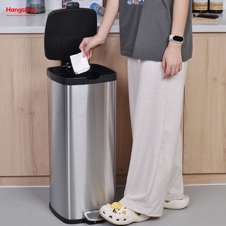 Hotel Bedroom Trash Can Hot Selling 30l Stainless Steel Rubbish Bin With Pedal Feature For Kitchen Storage
