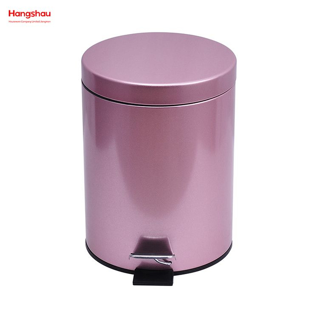 5L Lacquer Spraying Bedroom Household Round Pedal Bin Office Bathroom Simple Dustbin Garbage Can Round Foot Pedal Dust Bins Stainless Steel 