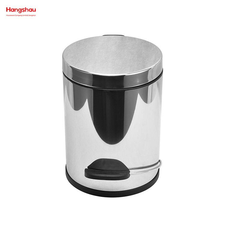 5L Bathroom Mirror Polishing Round Pedal Bin Stainless Steel Trash Can Household Polish Kitchen Waste Bins 