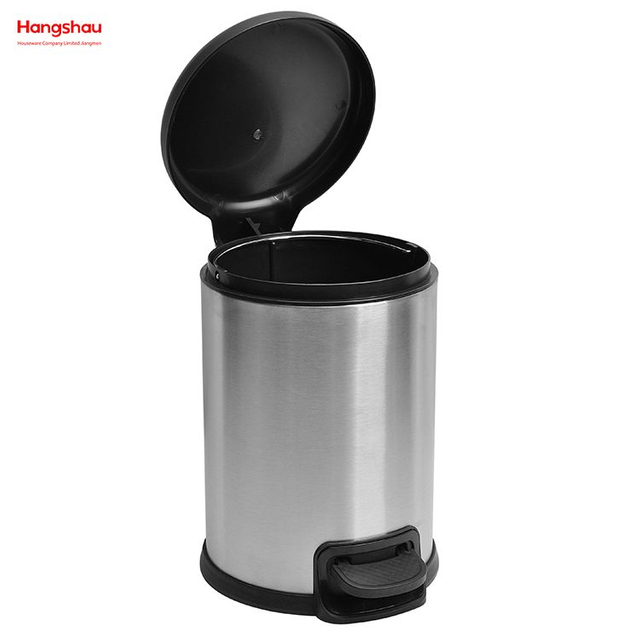 Modern Houseware Products Stainless Steel 410# 3L Pedal Trash Bin With Plastic Cover Closing Slowly And Mutely Round Trash Bin Waste Bin Dustbin