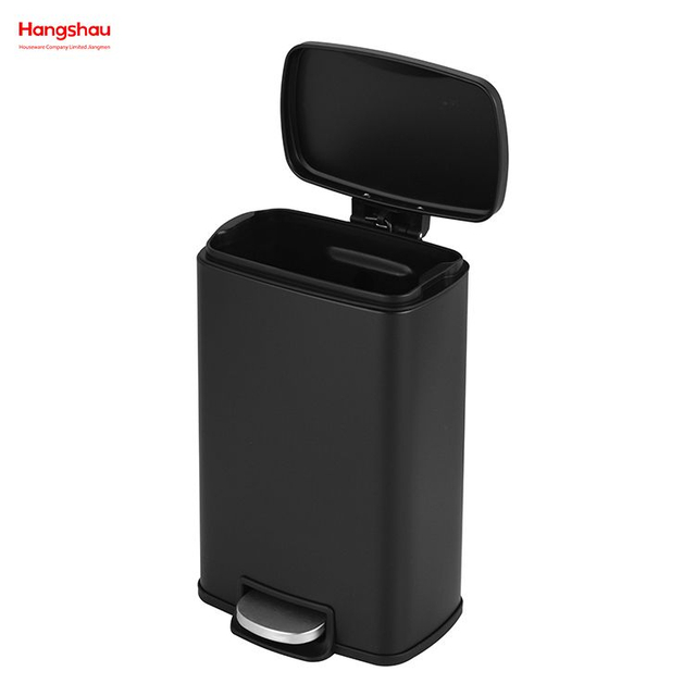 30L Stainless Steel Garbage Trash Bin For Kitchen Office Trash Can Custom Colorful Rectangular Silent Closing Foot Pedal 