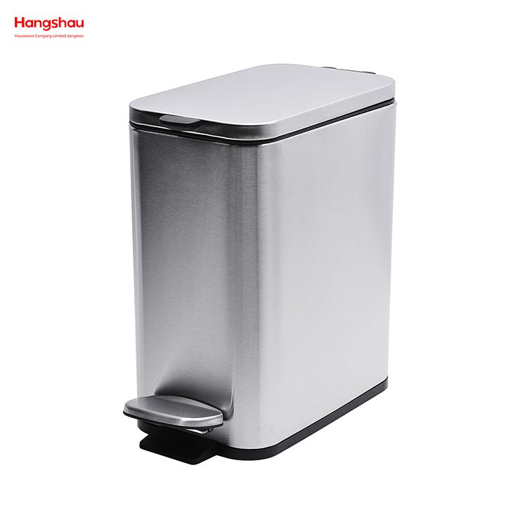 5L Hotel Dust Bin Stainless Steel Foot Pedal Dustbin With Rubbish Bin Garbage For Kitchen Hotel Office Trash Can