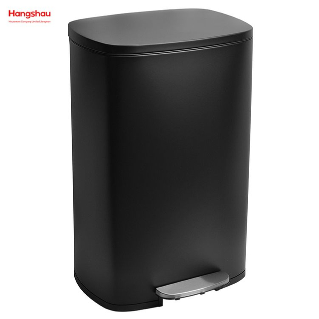 50L Office Lobby Stainless Steel For Kitchen Waste Bin Trash Can Garbage Trash Bin Hotels Cafeteria Custom Colorful Rectangular Foot Pedal Dustbin Large Capacity 