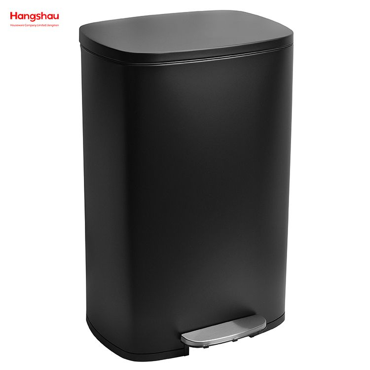 50L Office Lobby Stainless Steel For Kitchen Waste Bin Trash Can Garbage Trash Bin Hotels Cafeteria Custom Colorful Rectangular Foot Pedal Dustbin Large Capacity 