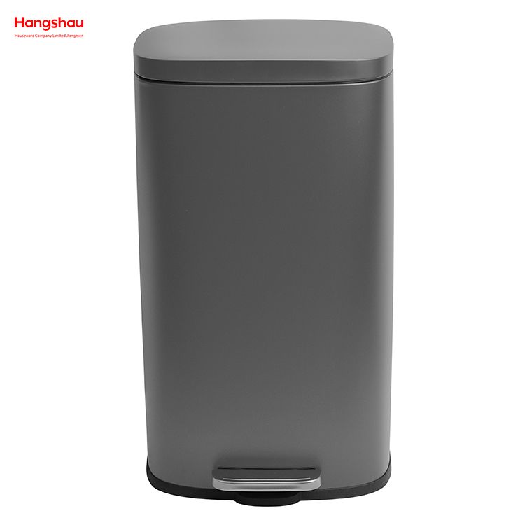 30L Cafeteria Custom Colorful Rectangular Silent Closing Foot Pedal Dustbin Lobby Stainless Steel Garbage Trash Bin For Kitchen waste Office Trash Can