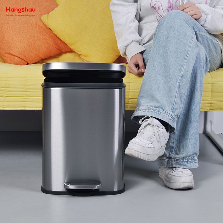 12l Stainless Steel Foot Operated Waste Bins For Hotel Bathroom Pedal Trash Can