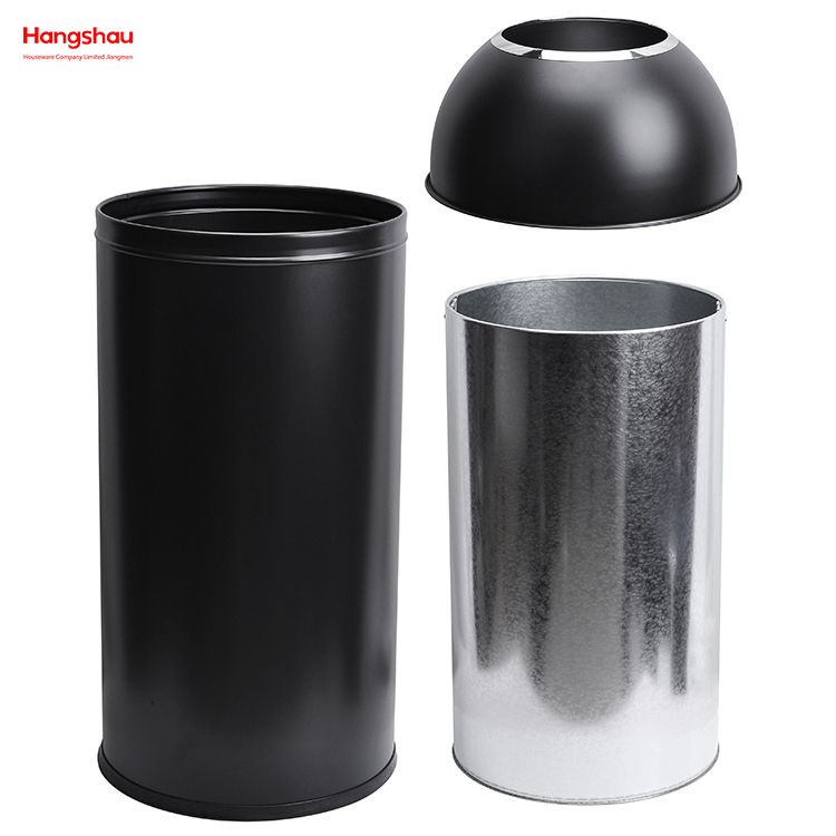 90L Hotel Square Outdoor Garden Waste Bin Trash Can Black Pop Up Open Top Waste Trash Bin