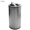 90L Stainless Steel Round Swing Lid Push Bin(with Inner Bucket) Outdoors Community Street Roadside Cafeteria Garbage Bins Stainless Steel Swing Lid Garbage Can Trash Can