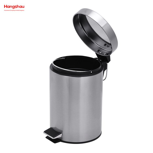 3L Stainless Steel Round Pedal Bin Household Bathroom Inner Bucket Trash Bin with Step Pedal for Office And Kitchen Use Waste Bins Genre Dustbin Garbage Can