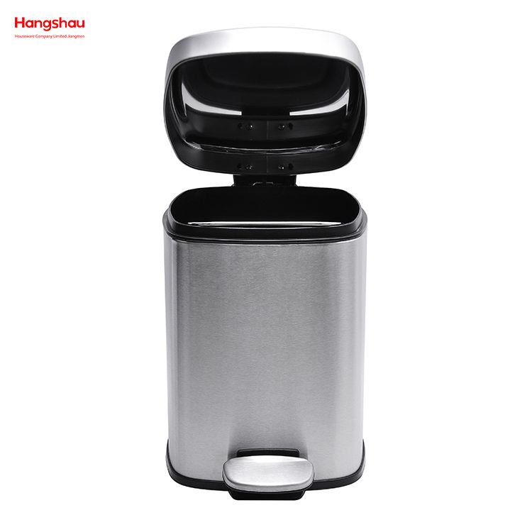 6L Square Stainless Steel Foot Pedal Dustbin Hotel Dust Bin Stainless Steel Foot Pedal Dustbin With Rubbish Bin Garbage For Kitchen Hotel Office Trash Can