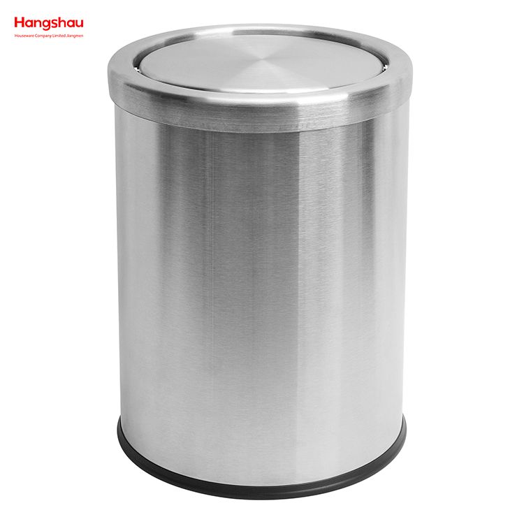 9L Round Shape Stainless Steel Swing Lid Waste Bin Hotel Room Round Swing Lid Metal Trash Bin Waste Bin Dustbin Steel Recycle Bin Metal Trash Can With Cover Lid