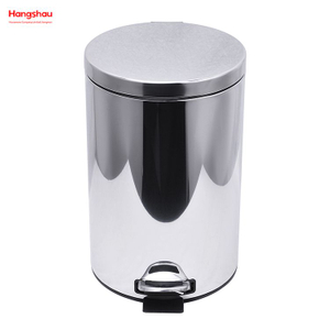 12L Household Kitchen Bathroom Round Stainless Steel Polish Trash Can With Foot Pedal Trash Bin Garbage Can Mirror Polishing Shape Soft Closing Waste Bin Dustbin 