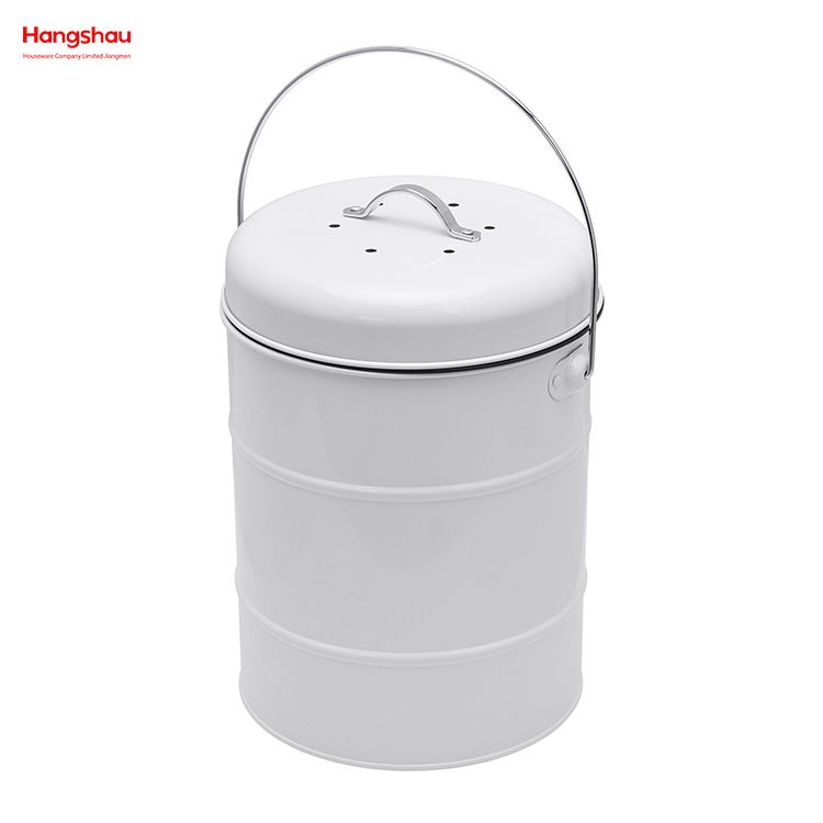 Waste Bin with Handle Open Top Trash Bin Lid Detached From Compost Bin Household Kitchen Round Food Compostable Compost Bin 