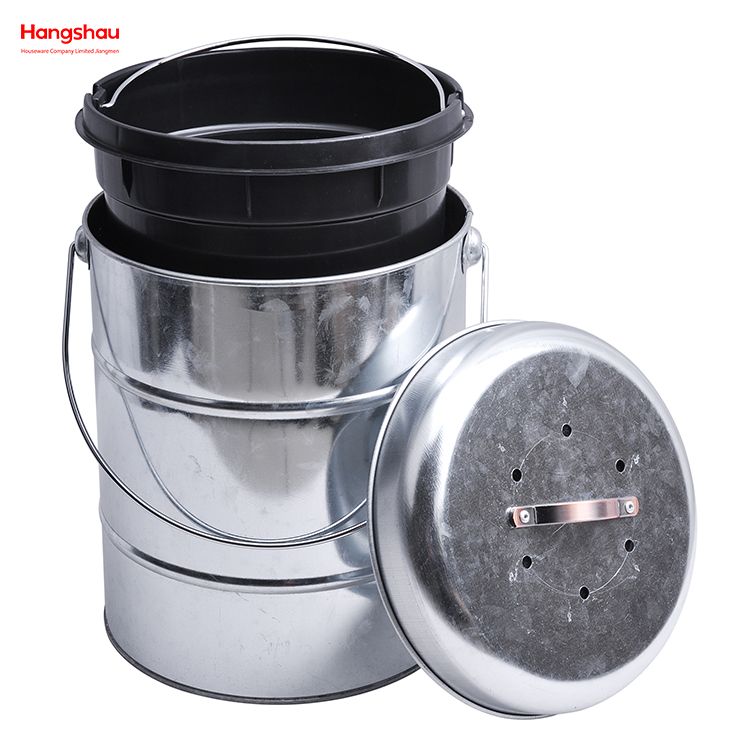 Waste Bin with Handle Open Top Household Kitchen Round Food Compostable Compost Bin Lid Detached From Compost Bin Trash Bin